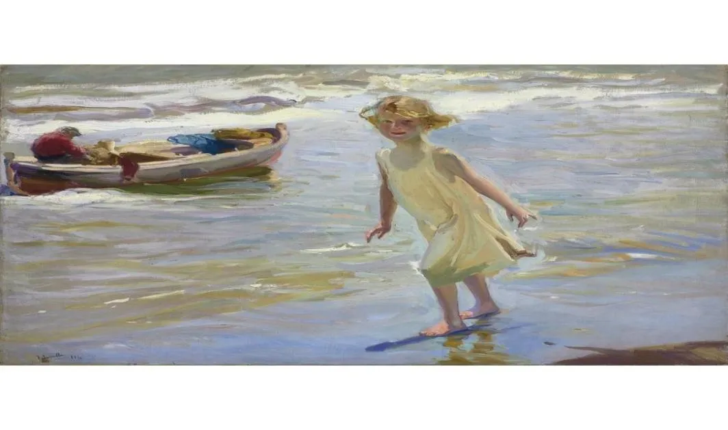 Pinturas de Joaquin Sorolla y Bastida para Detalhe de Menina na Praia tela moderna Paisagens arte pintada à mão1861356