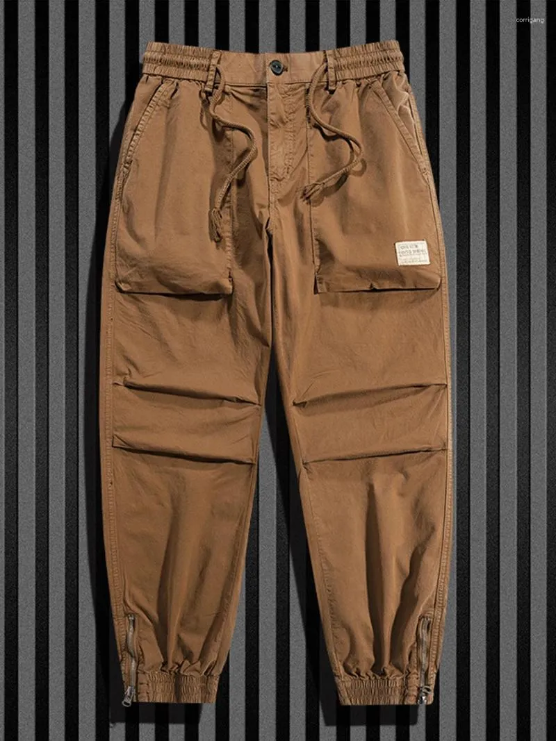 Pantalon Cargo Premium pour hommes, fermeture éclair, taille élastique, multi-poches, randonnée, Camping, salopette ample, droit, pour jeunes, pantalon décontracté d'extérieur