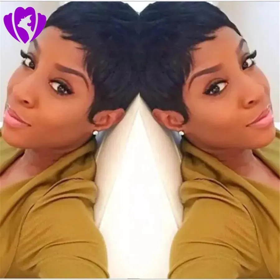 Wigs Pixie Cut Short Human Hair Wigs Glueless Brazilian Lace Front Wigs for African Americans Cosplay Daily