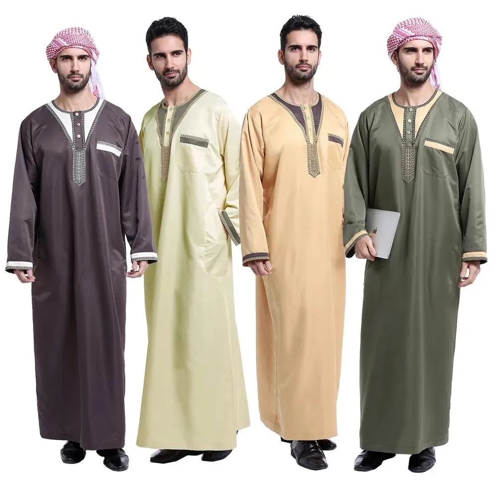 Abbigliamento Abbigliamento arabo musulmano di grandi dimensioni per uomo Thobe arabo islamico Abaya abito indiano uomo caftano abito uomo XXL XXXL taglie forti