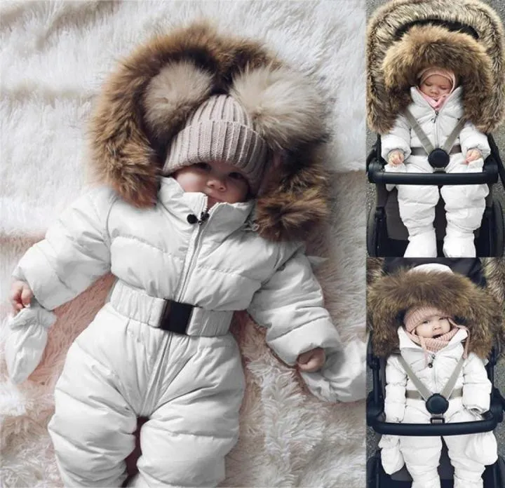 Tute Neonate Ragazzi Tuta da neve Cappotto Inverno Nato Pagliaccetto Pelliccia con cappuccio Tuta Spessa Calda Passeggino Capispalla Tuta da neonato Giacca8444935