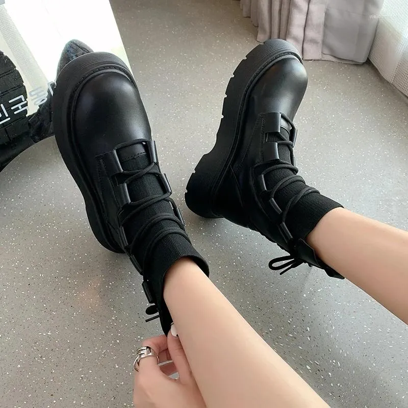 Сапоги 2024, женская весенне-осенняя студенческая повседневная модная обувь из эластичной ткани, однотонная однотонная обувь с круглым носком и квадратным каблуком на шнуровке и перекрестной завязке
