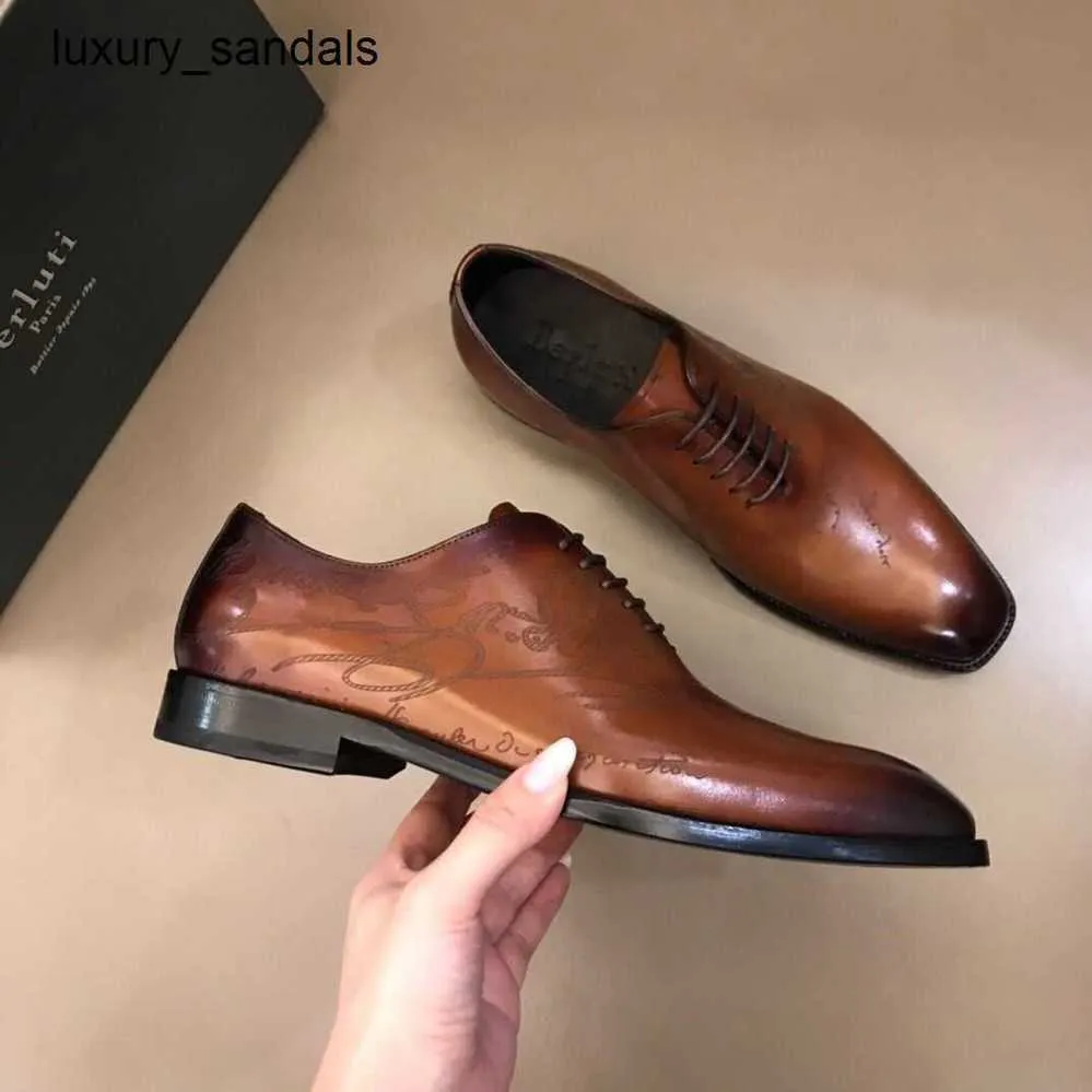 Berluti męskie buty skórzane formalne berlut nowy męski wzór koloru Oxford Calfskin Gentlemens Business Dress RJ Bhmh