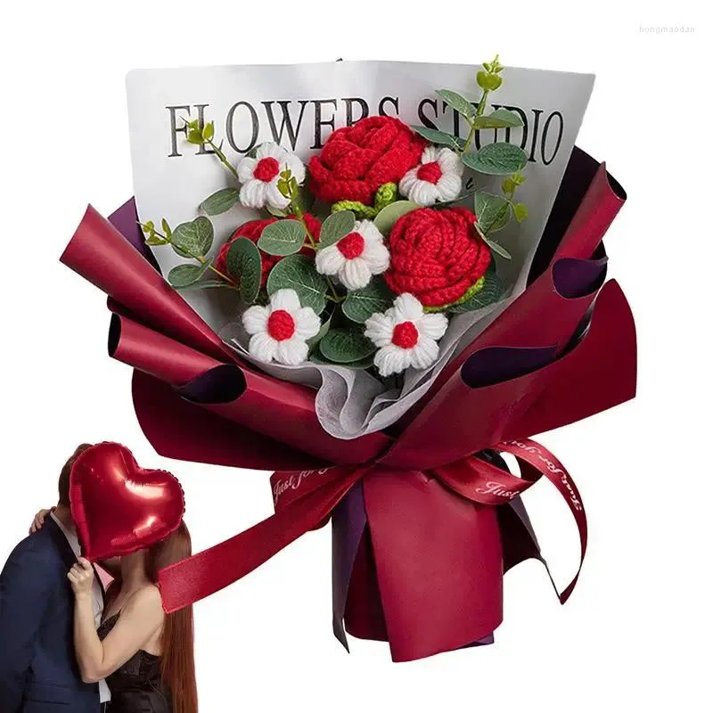 Декоративные цветы, вязаный крючком, букет роз, ручная работа, готовый продукт для подарка подруге, Diy Immortal
