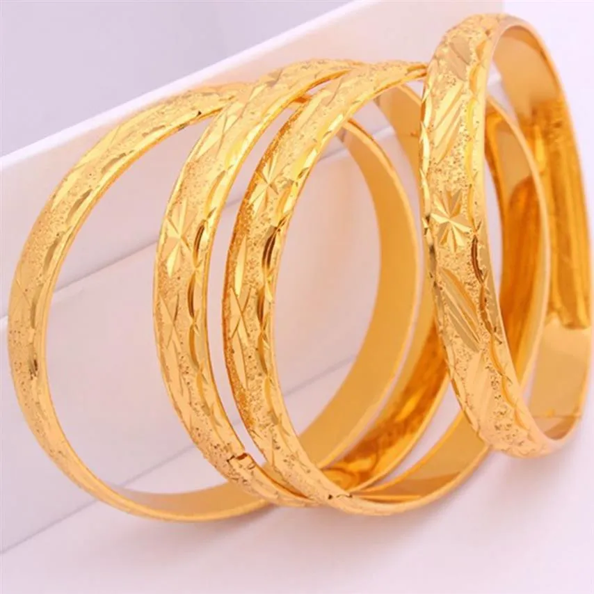 1 Pieces Carved Bangle Thick 18k Yellow Gold Filled Classic Wedding Womens Bangle Bracelet Dia 60mm 10mm Whole Jewelry282U