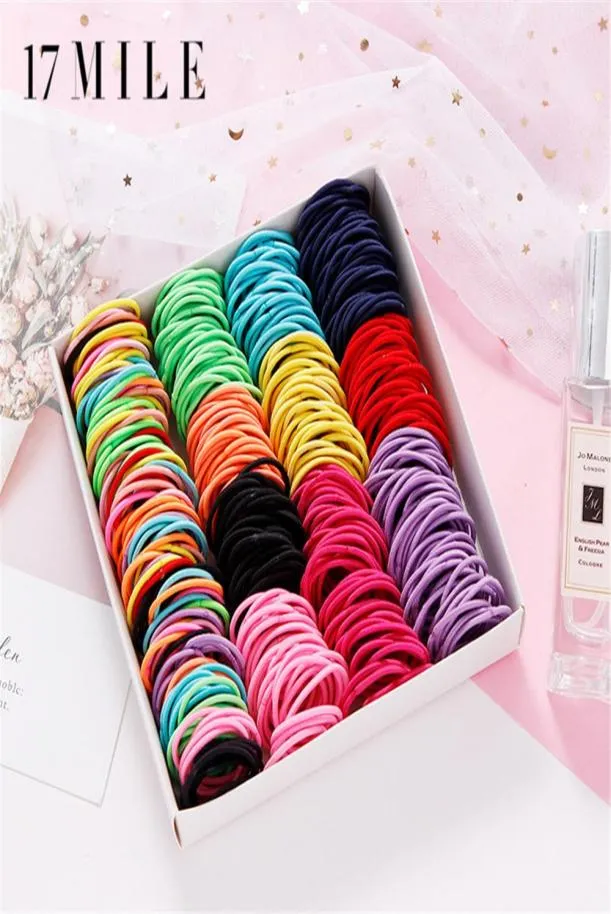 3cm 100 Pcslot Cute Candy Colors Elastic Hair Band Rubber Bands Kids Safe Hairband Hair Accessories for Girl Headband Rope3500151