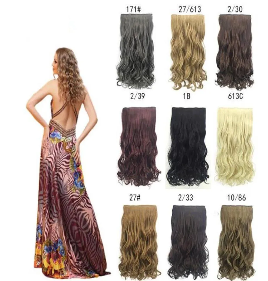 1B 230 2730 super long cinq clips dans les extensions de cheveux cheveux synthétiques bouclés épais 1 pièce pour tête complète FZP32481637