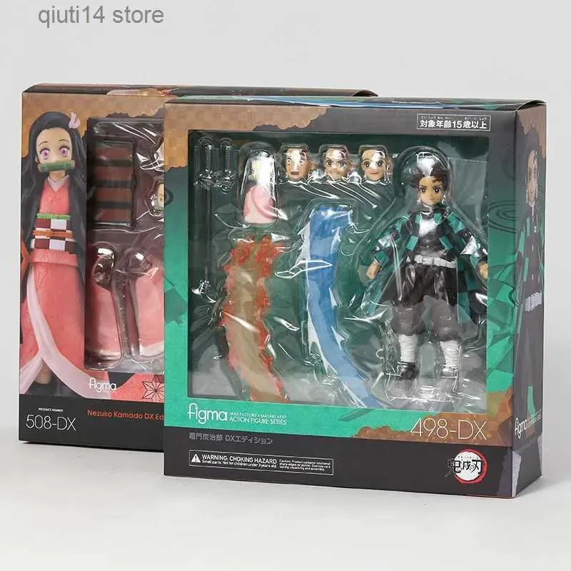 Manga Anime Manga Demon Slayer Kamado Nezuko Figma 508DX Tanjiro 498DX PVC Action Figür Model Koleksiyon Hediyesi Oyuncak T230606