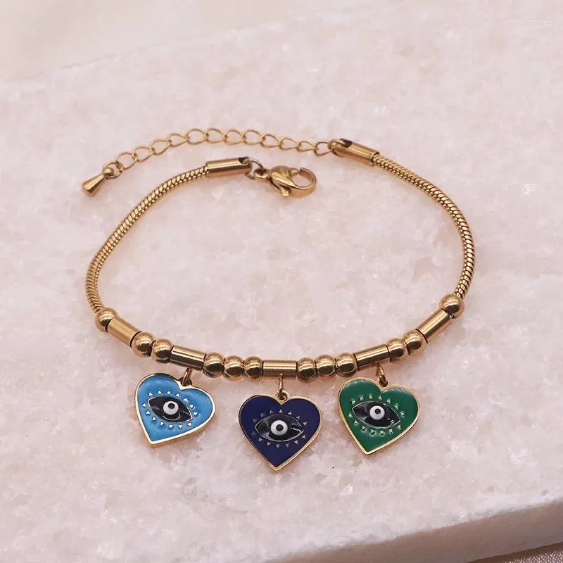 Link Bracelets Fashion Jewelry 18k Gold Plated Stainless Steal Bracelet Heart For Women