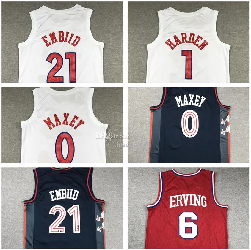 0 Maxey 1 Harden 21 Embiid Basketball Jerseys City Edition Navy Fast BreakShirts Tops KingCaps Store