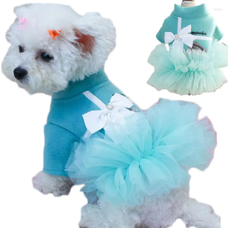 Abbigliamento per cani Giacca di lusso Abbigliamento Principessa Ragazza Abito Cappotto Invernale per cani di piccola taglia Costume Tutù in tulle Gonna Fiocco Yorkie Abiti per animali domestici