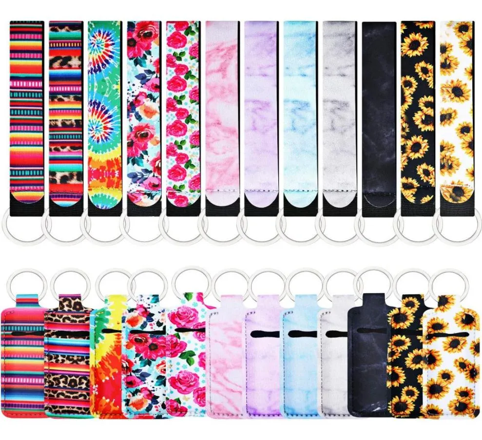 24pieces Chapstick KeyChain Holders Set With Wristlet Lanyards Lipstick Holder Sleeve Pouch Lip Balm Holder för Chapstick7070185