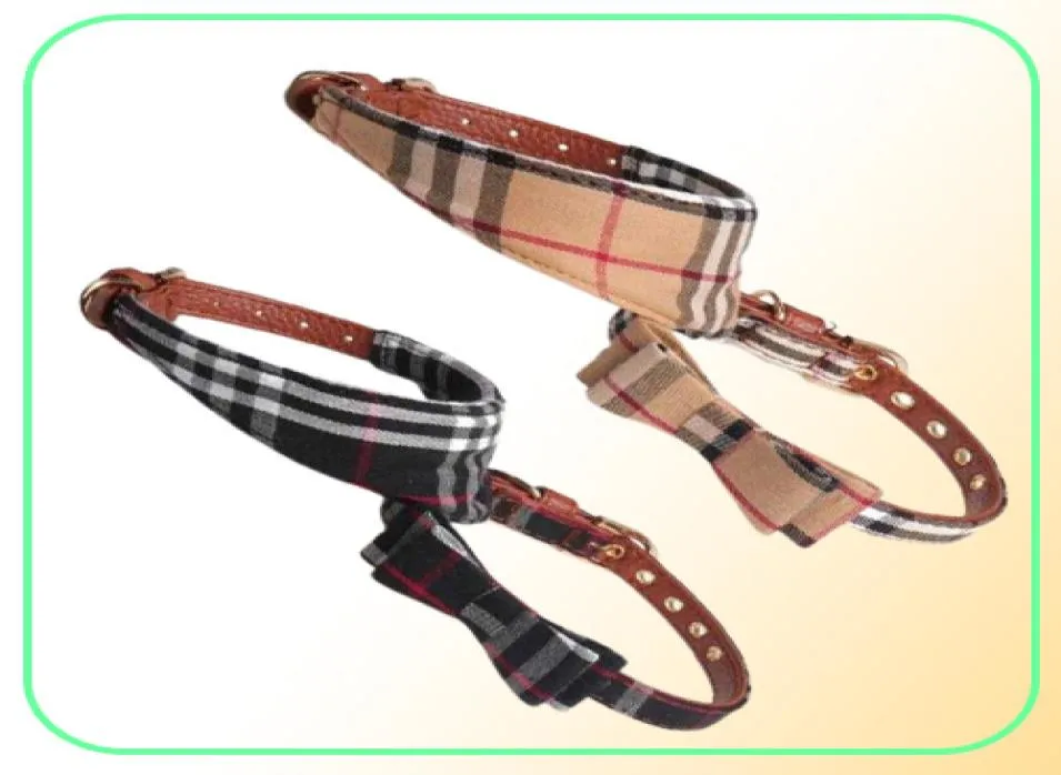 Top-Qualität Mode Hundehalsband und Leine Set mit Schleife Hund Dreieck Handtuch Krawatte Hübsche Metallschnalle Kleine DogCat Kragen Haustier Accessor9833660