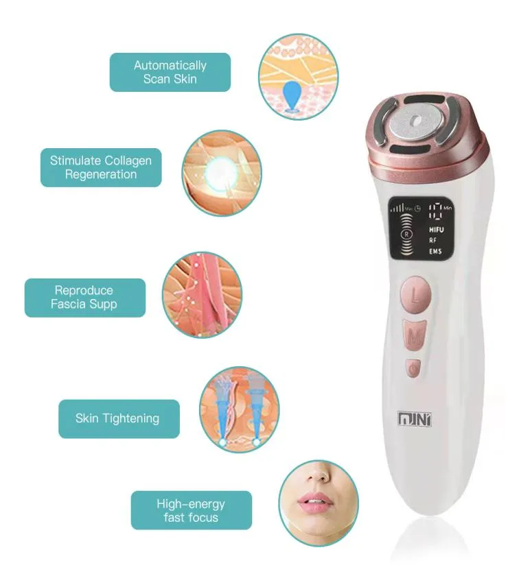 Ny Mini HIFU Facial Machine RF -åtdragning av EMS -mikroström för ögonförstärkare Ansiktslyftning och åtdragning av Anti Wrinkle Face Massager9694501