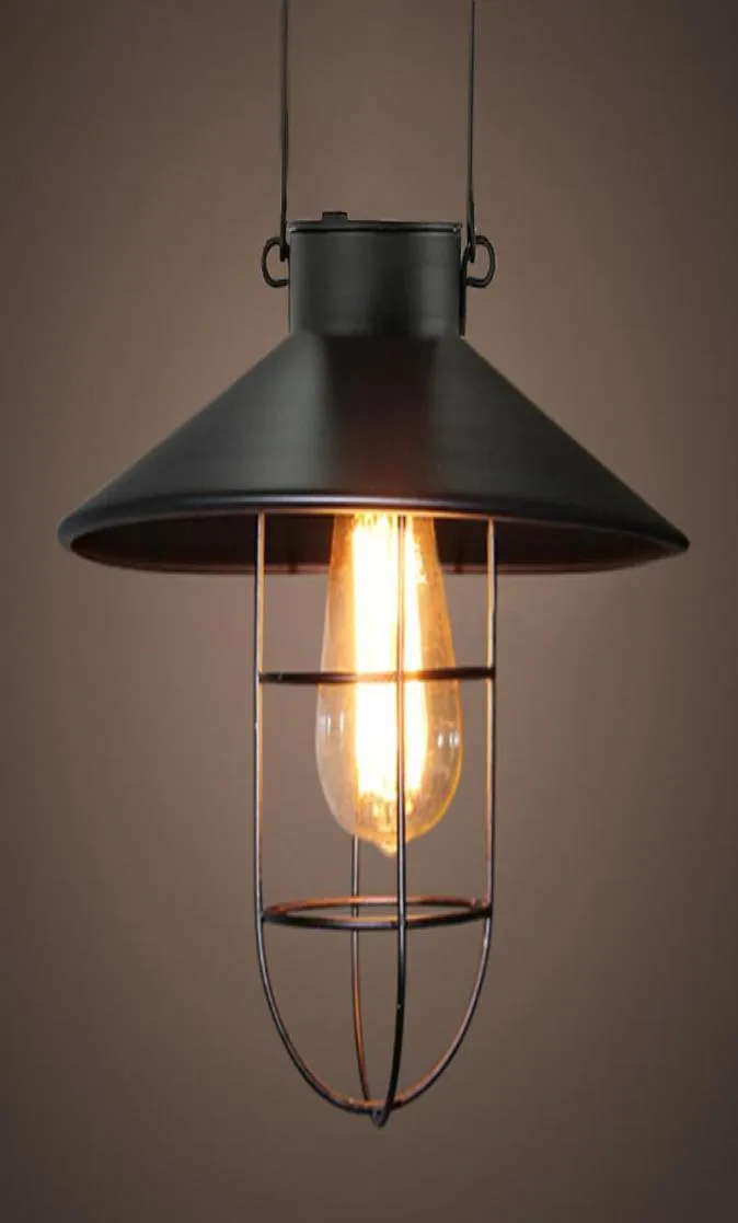 Lampy słoneczne lampa zewnętrzna światła ogrodowe Vintage Lantern Żelazo wiszące światło wodoodporne dekoracje ścienne1081433