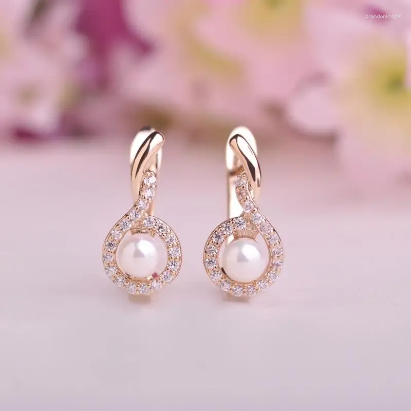 Chaînes Perle Et Boucles D'oreilles Plaquées Or 18 Carats CZ Bijoux En Cuivre