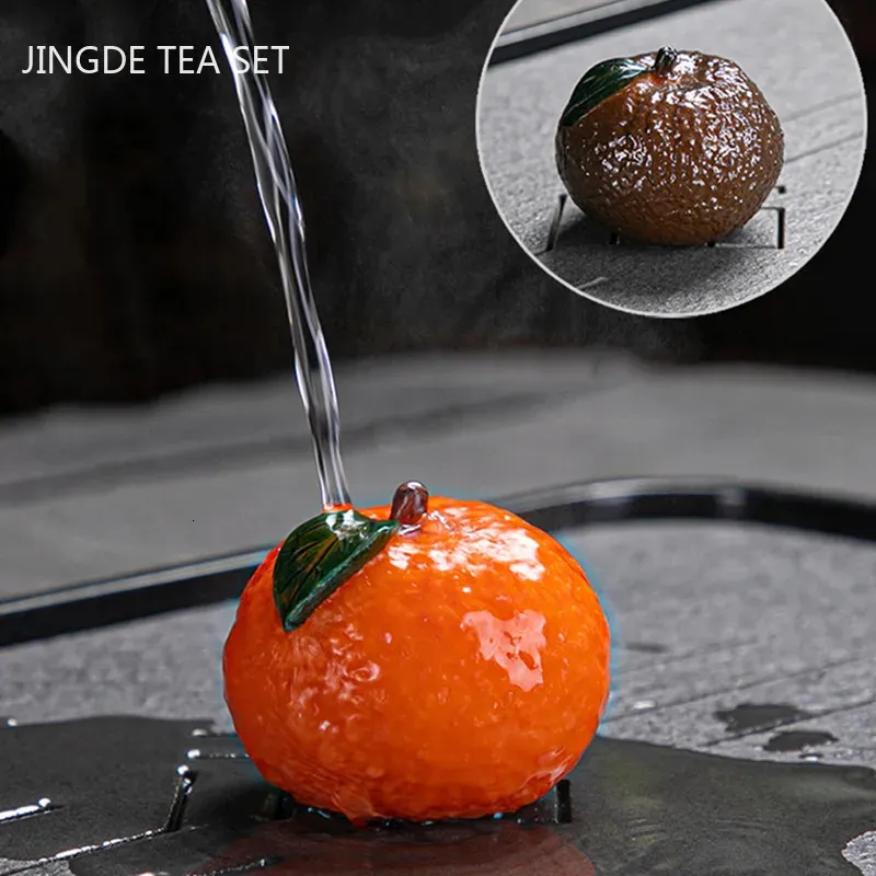 Chinese Resin Color Changing Tea Pet Lucky Orange Model Tea Figurine Ornaments Home Tea Set Decoration Accessories Crafts 240102