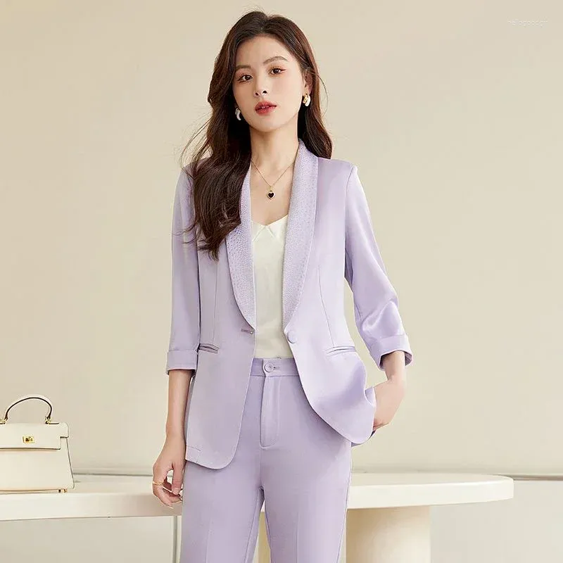 Women's Two Piece Pants UNXX Formal Uniform Designs Pantsuits With Jackets Coat Women Business Work Wear Professional Elegant Office Blazers
