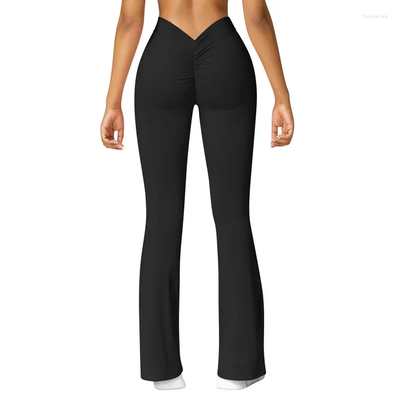 Wide Leg Ruched Bum Booty Boosting Flare Sculpt Lift Leggings