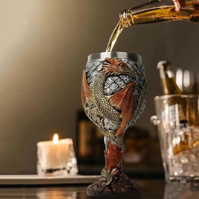 Tazze dragon vino galfo in acciaio inossidabile in acciaio bevuto tazza medievale draghi beer creative calici regalo per la festa di riunione quotidianamente
