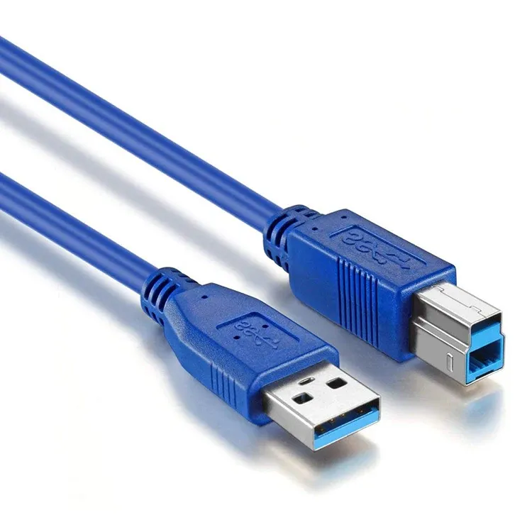 USB 3.0 Skrivare Datakabel En hane till B Male High-Speed ​​Square Port Desktop Printer Connection Printing Cable Blue Blue