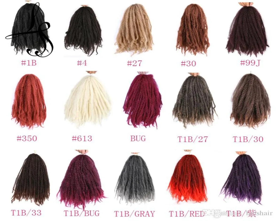 LANS 20Quot Afro Kinky Curly Hair Bulk Braid Natural Black Brown Synthetic Hair Extensions Marley100GPCS COSPLA4796578編組