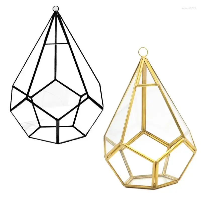 Flessen Hangend Glas Terrarium Modern Artistiek Muur Tranen Vorm Diamant Geometrisch Veelvlak Lucht Plantenhouder Bureau Plantenbak DIY Vaas Pot