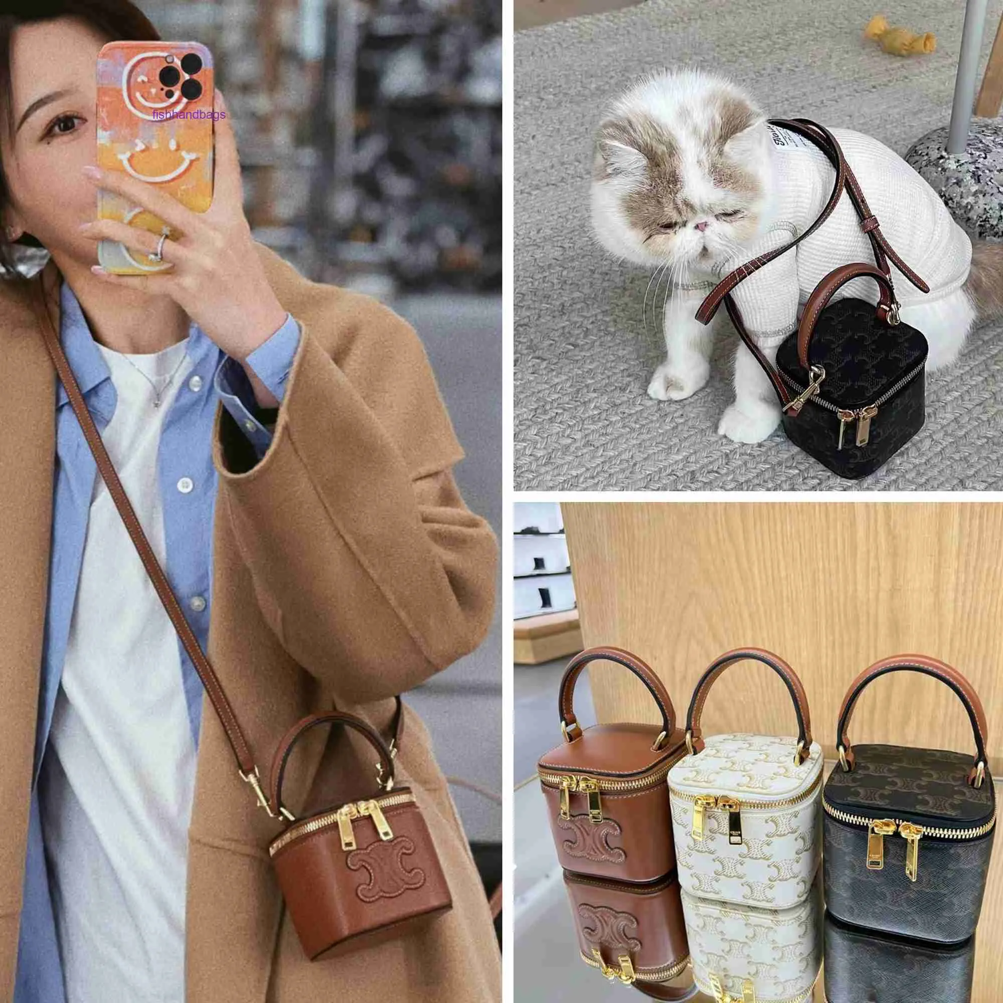 Celins's Classic Designer Fashion Bag online store Top original wholesale tote bags shop Womens New Mini Box Makeup With Real Logo