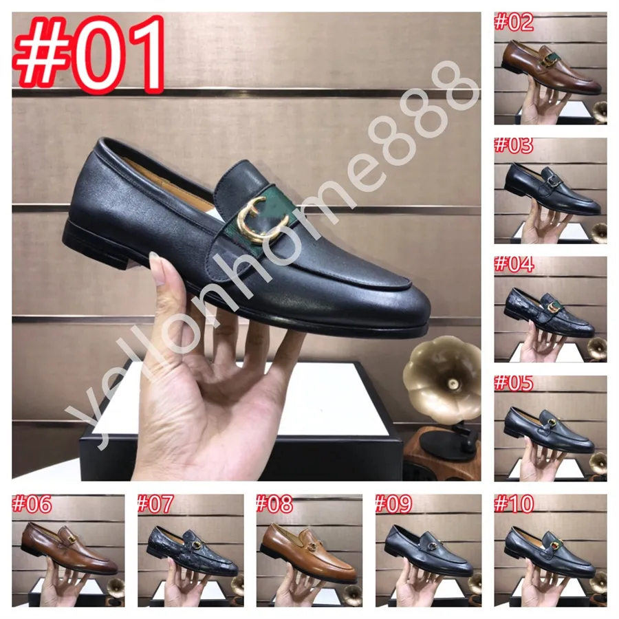 40 Stijl Mannen Loafers Luxe Ontwerpers Schoenen Echt Leer Bruin Zwart Heren Casual Designer Jurk Schoenen Slip Op Bruiloft schoen 38-46