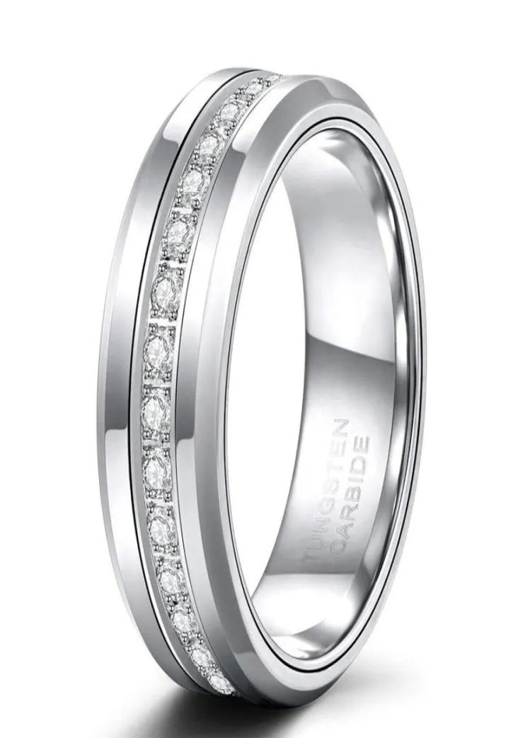 結婚指輪8mmメンズタングステンバンドwith cubic zirconia trendy Eternity Ring Unisex Inlaid High Polish Size 7137623770