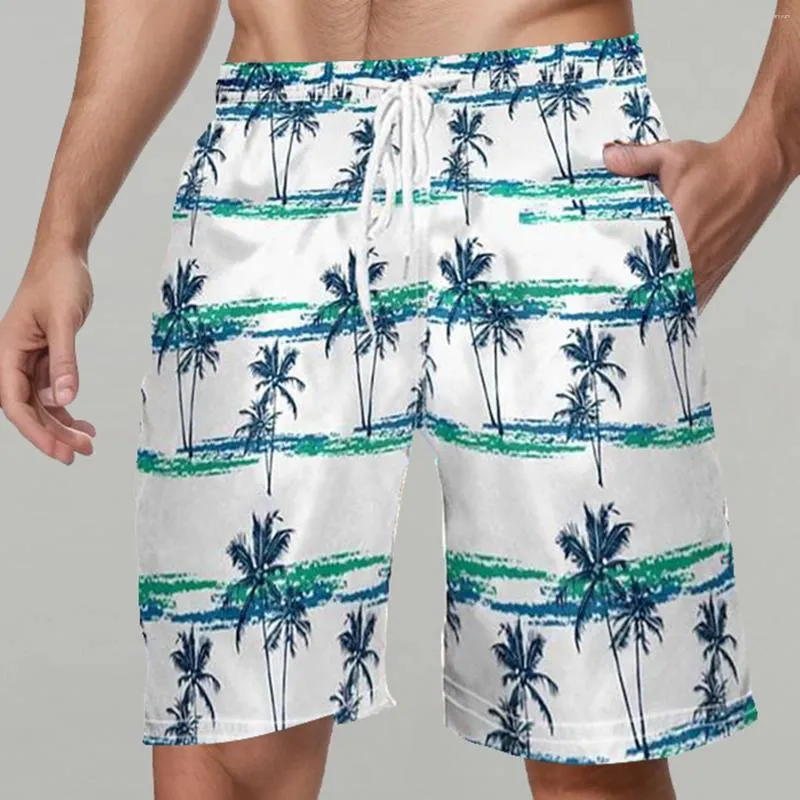 Mäns shorts simma stammar y2k ungdomar rak ben trendig kokosnöt träd tryck lös kostym sommar hawaiian strand semester joggar