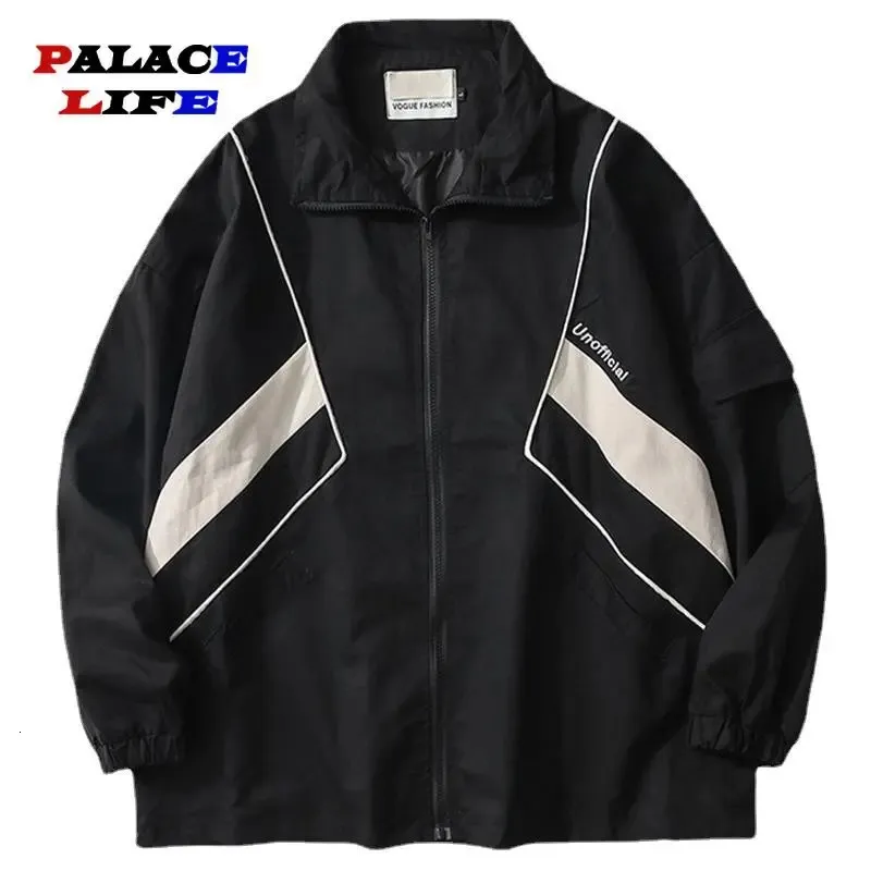 Giacca tattica retrò americana da uomo Corea colore abbinato High Street Allentato Casual Sport Uniforme da baseball Preppy Hip Hop Cappotto 231229