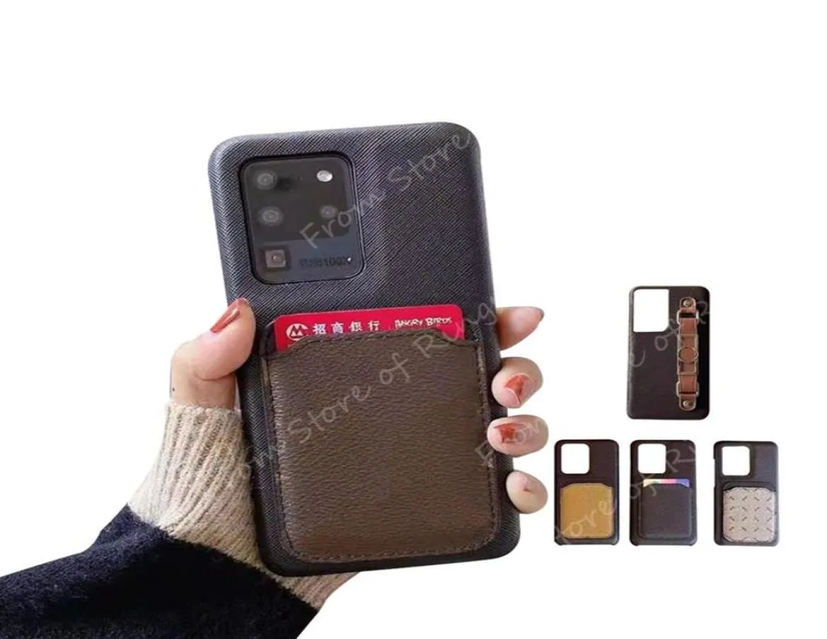 Fashion Official Brown Flower Designer Leather Card Strap Phone Cases for Samsung Galaxy S10 S20 S21 S22 S105G NOTE 10 20 21 22 Pl6687174