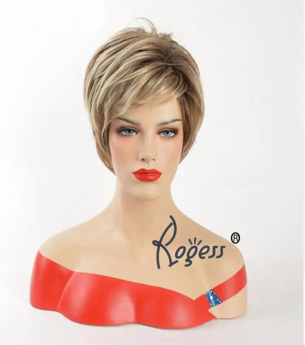 Short Blond Hair Cosplay Wig Party Heat Resistant Fashion Women Synthetic Wig Cap3746018