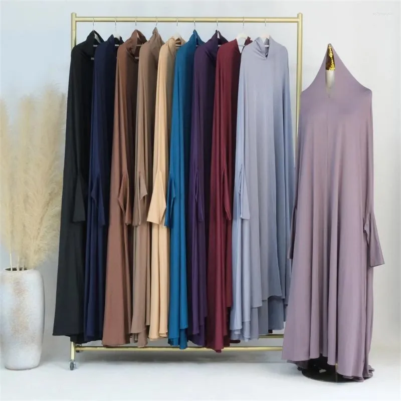 Vêtements ethniques Ramadan One Piece Abaya Femmes musulmanes Prière Vêtement Hijab Robe Robe arabe Overhead Kaftan Khimar Eid Islamique