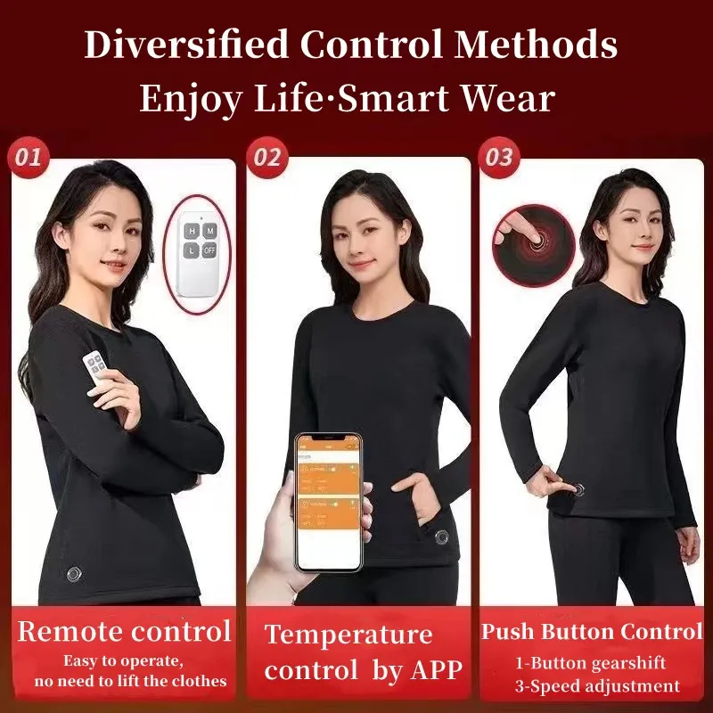 Winter Heating Underwear Suit USB Battery Powered Electric Heated Tops Pants  Smart Control Temperature Thermal Underwear Set 231229 From Bao01, $40.21