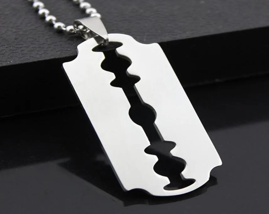 2022 Titanium Steel Fashion Razor Blades Pendant Halsband Punk Rock Men smycken Cool Shaver Necklace For Party Gift2195629