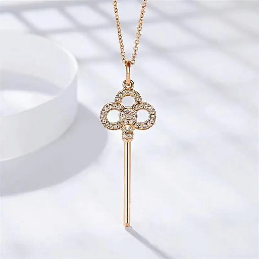 Pendentif clé de haute qualité avec pétale coulissant en diamant, collier de luxe, cadeau d'origine, emballage 279x