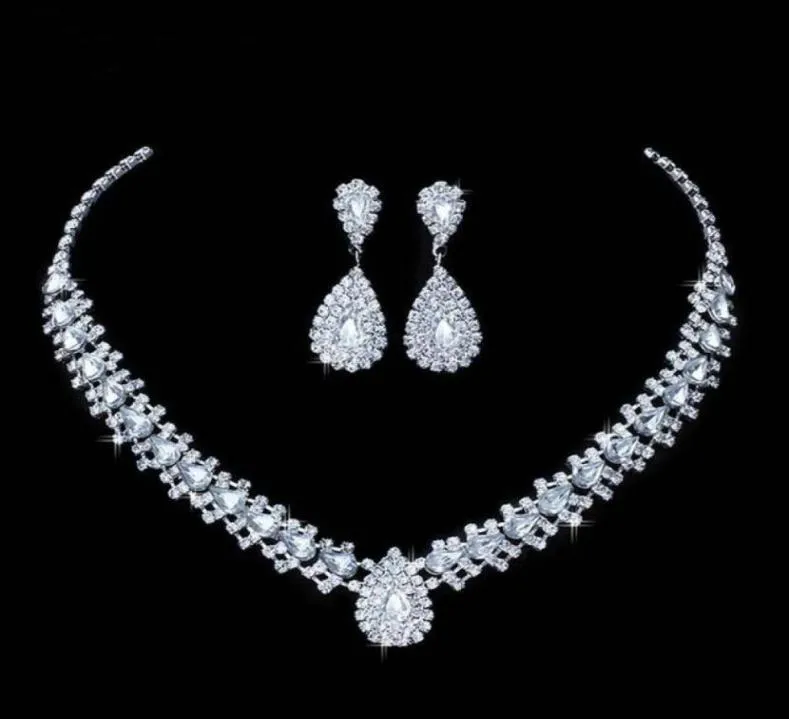 Luksusowe zestawy biżuterii ślubnej do ślubnej biżuterii Druhna Drop Naszyjnik Austria Crystal Whole Gift50763337704199