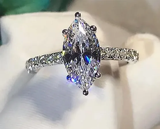 5ct espumante venda quente jóias ouro branco preenchimento marquise diamante eternidade festa feminino anel de banda de casamento para o amor