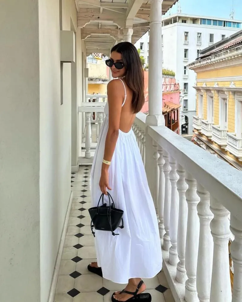 2024 Chic V Neck Sling Backless Backless Maxi Dress Casual For Women Elegant High Street Fashion For Weddings Parties And Holidays From Verybeautygirl 23.89 In Bulk DHgate.Com