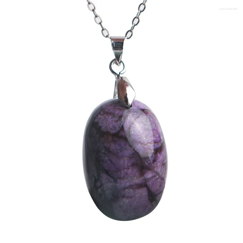 Pendant Necklaces Natural Sugilite Plated Necklace Women Genuine Oval Shaped Fashion Trendy Jewelry