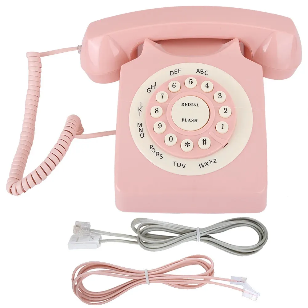 Vintage-Telefon, High-Definition-Anrufqualität, kabelgebundenes Telefon für Zuhause, Büro, rosa, europäisches Festnetz-Schreibtischtelefon 240102