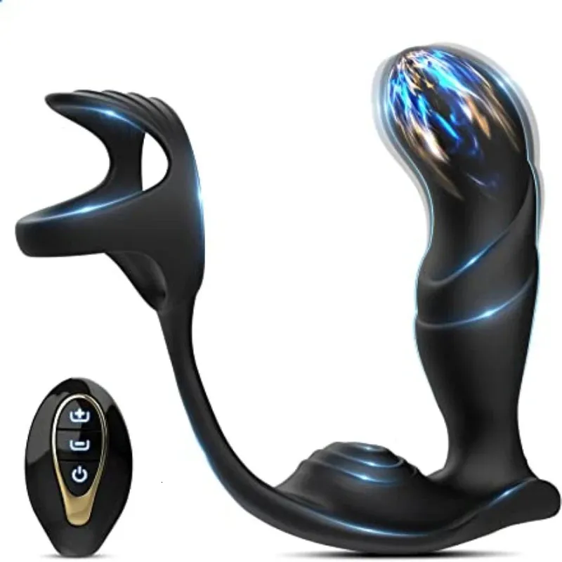 Anal Toy Vibrator MaleProstate Massager Delay Ejaculation Lock Ring Penis Cockring Remote Control Plug Butt Sex for Men 240102