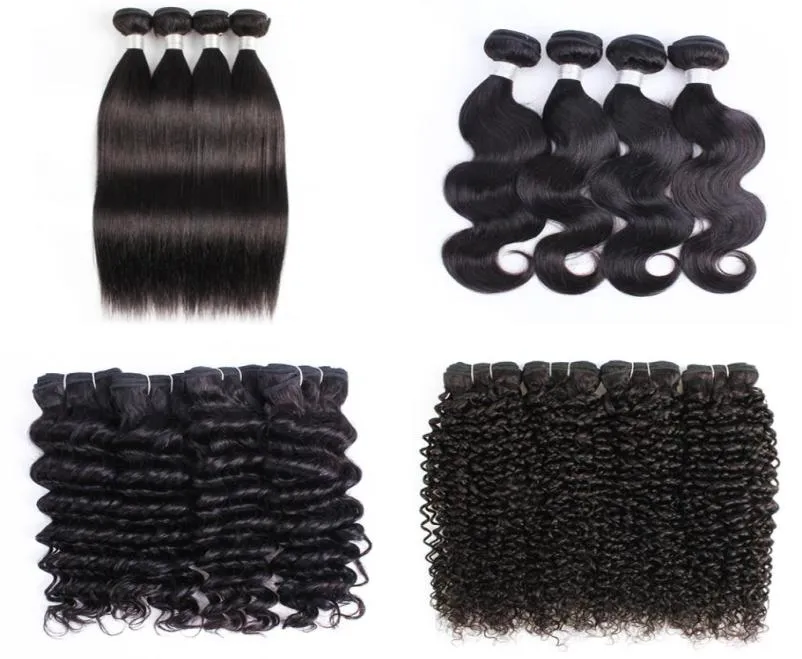 4 bundle bundle di capelli umani vergini brasiliani onda del corpo tessitura nero naturale afro crespo diritto serico sciolto ricci profondi4389913