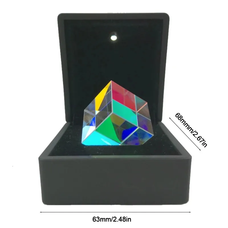 Color Prism Square Prism Color-Collecting Prism 6-sidig kub med ljusbox Optisk glaslins Cross Dichroic Mirror 240102