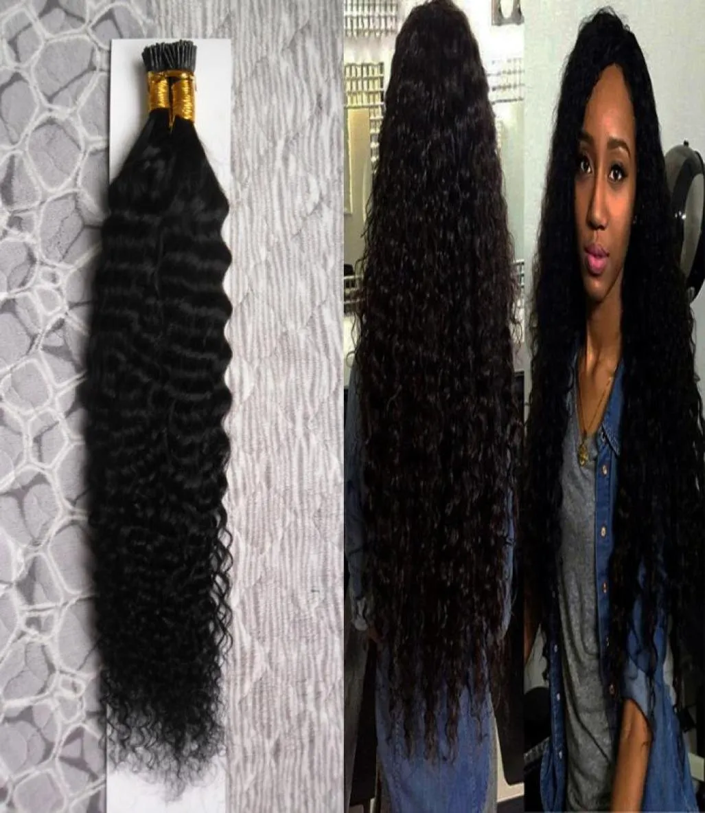 brazilian kinky curly hair 100pc Fusion NailU Tip Hair Extensions 14quot 18quot 22quot Remy Keratin European Human Hair On 3874553