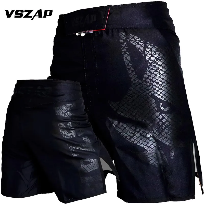 VSZAP Giant Matte Particle Wolf Shorts combattant Concurrence Traine Sports Séchants rapides Fight Shorts Jujutsu Gym Running Mma Muay Thai