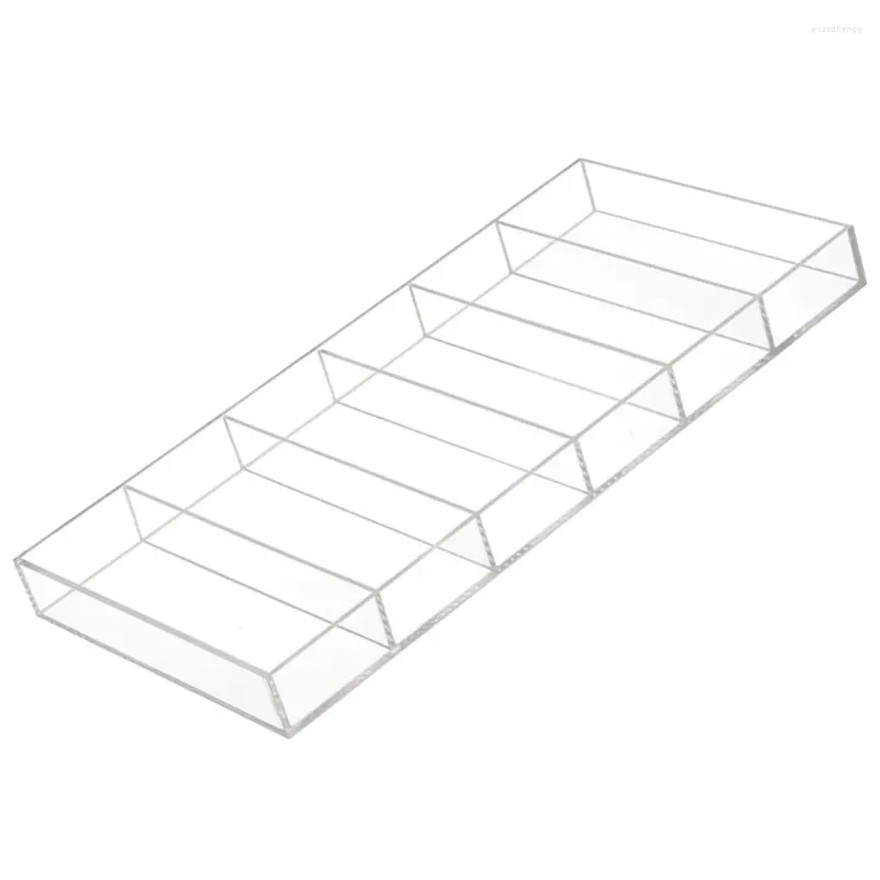 Dekorativa plattor transparent akryl 6-fack solglasögon förvaringsskärm Tray Box Holder Jelwery Arrangörer Rack Case Retail