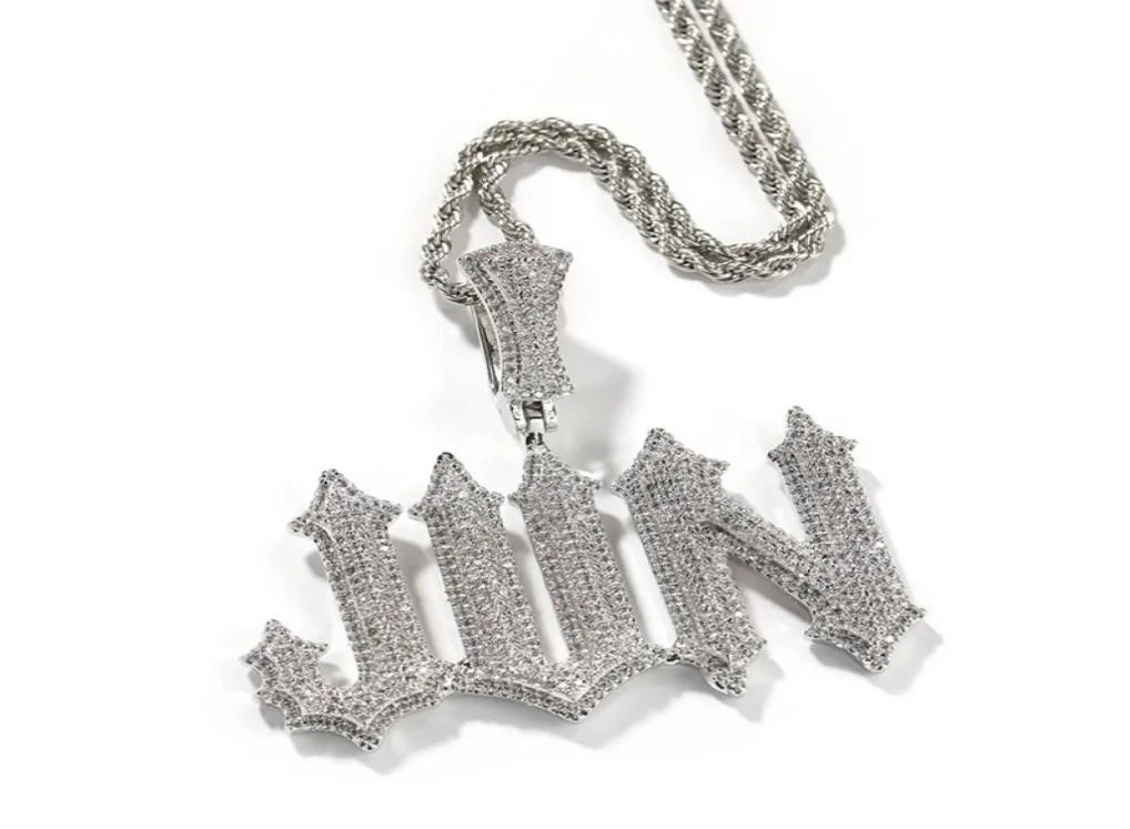 Hip Hop Diamond List Wisiant Naszyjnik Niestandardowa nazwa Wisiorty Złota srebrna platowana męska biżuteria Prezent7263637
